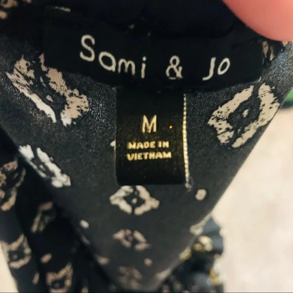 Sami & Jo Black & Cream Boho Peasant Blouse Top - Picture 6 of 8